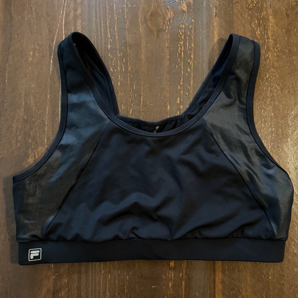Fila Y2K Black Ruched Braided Back Sports Bra - M/L